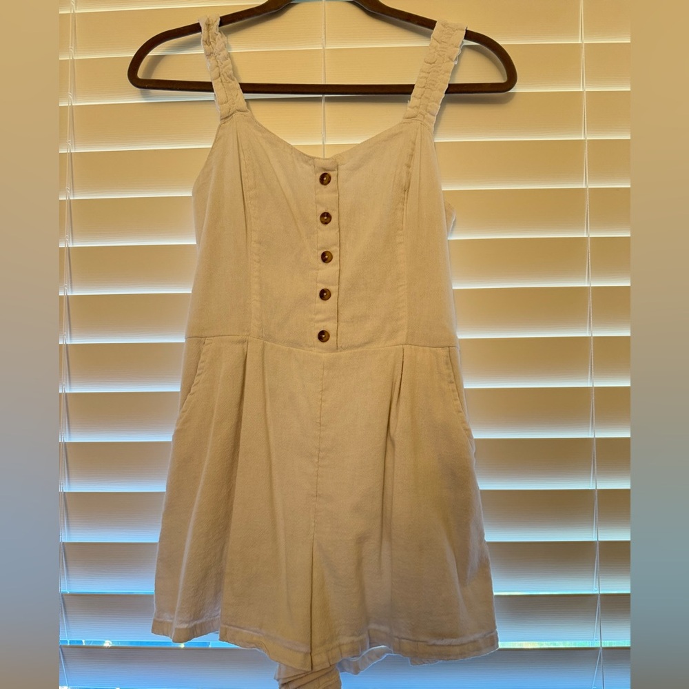Hollister White Button-Front Jumpsuit